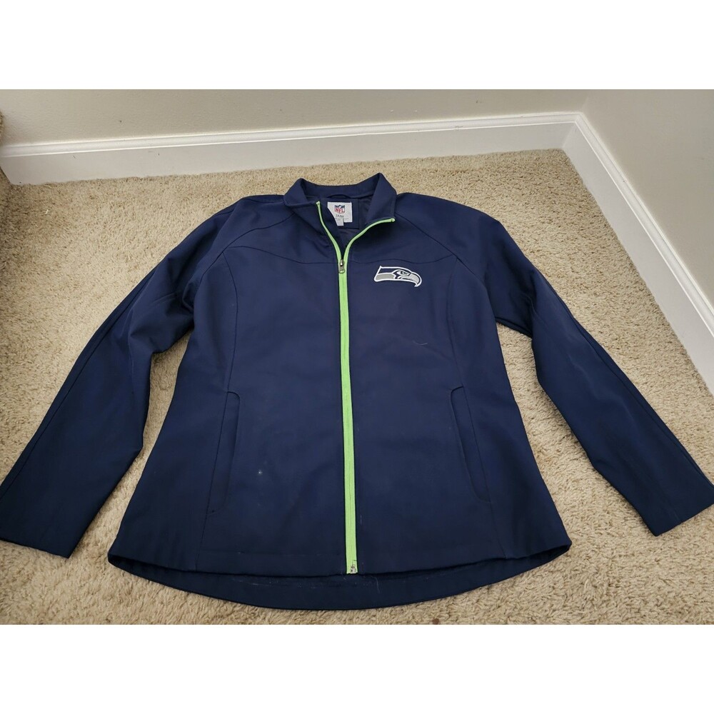 NFL Team Apparel Seattle Seahawks Women's Large L Navy Blue Action Green Zip